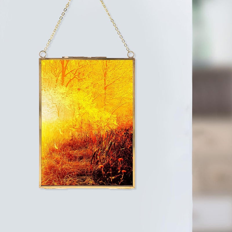 Copper Hanging Glass Picture Frame 13x18cm Vertical with Specimen Clip Holder for Photos and Plant Displays, Decorative Wall Art Frame for Home and Office - Image 3