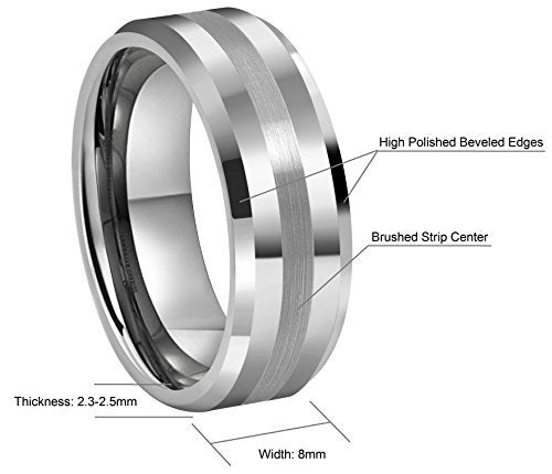CROWNAL 6mm 8mm 10mm Tungsten Carbide Wedding Band Ring Engraved I Love You Men Women Brushed Strip Beveled Edge (10mm,10) - Image 4