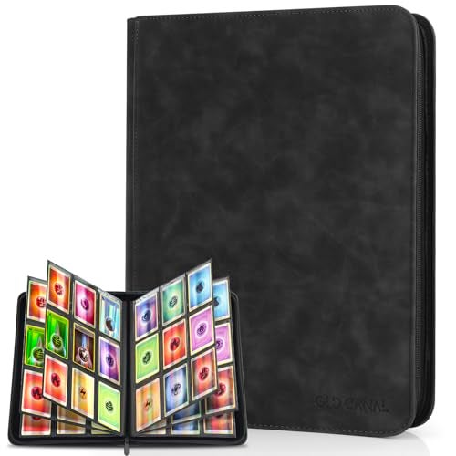 Old Canal Trading Card Binder, 9 Pocket Card Album Folder Hold Up to 540 Cards, Premium and Durable Zipper Binder, Cards Holder Album for MTG, TCG, Baseball Cards, Football Cards, Game Cards (Black) - Image 1