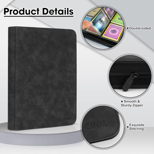 Old Canal Trading Card Binder, 9 Pocket Card Album Folder Hold Up to 540 Cards, Premium and Durable Zipper Binder, Cards Holder Album for MTG, TCG, Baseball Cards, Football Cards, Game Cards (Black) - Image 3