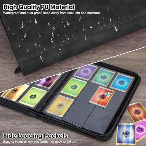 Old Canal Trading Card Binder, 9 Pocket Card Album Folder Hold Up to 540 Cards, Premium and Durable Zipper Binder, Cards Holder Album for MTG, TCG, Baseball Cards, Football Cards, Game Cards (Black) - Image 4