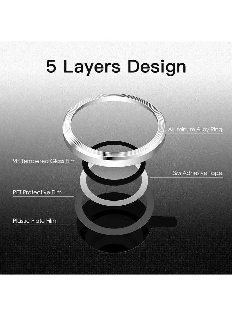 Captaintech Pow Camera Lens Protector for iPhone 15 6.1-Inch and iPhone 15 Plus 6.7-Inch 9H Tempered Glass Metal Individual Ring Cover HD Clear - Image 3