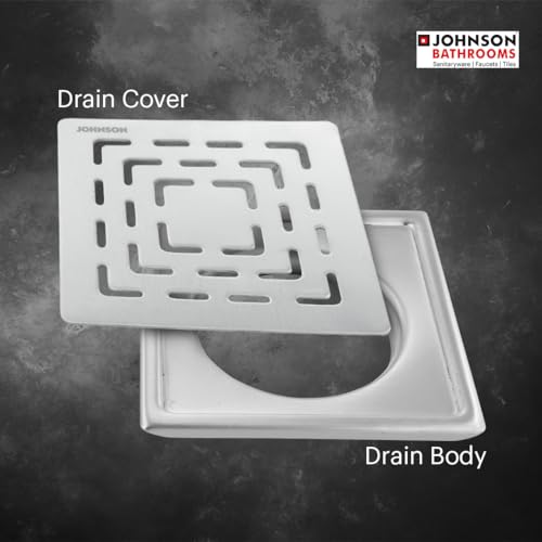 Johnson Bathrooms Johnson Curl 6x6 inches Square Floor Drain | SS304 Grade Floor Trap Jali/Drain Cover| Anti-Rust, Matt/Satin Finish | 2 Year Warranty(T3081S2 - Stainless Steel) - Image 4