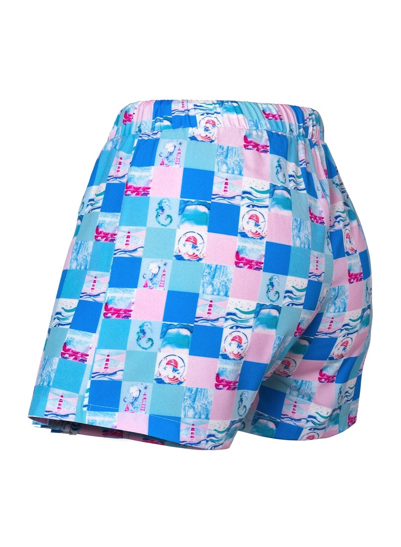 أنيموس تنورة شورت نسائية بخصر مطاطي مع رباط شد، بتصميم بحري، مصنوعة من قماش خفيف ومرن، تنورة قصيرة عصرية مثالية لشورت نسائي صيفي، صناعة تركية - Image 4