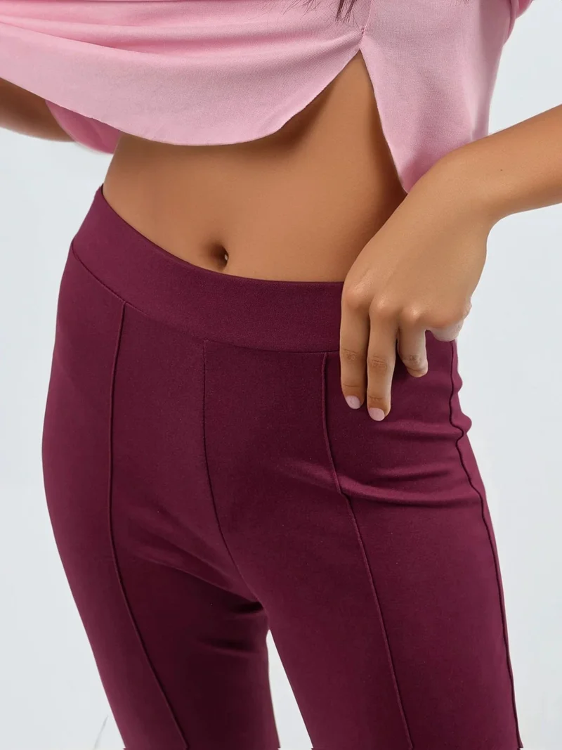 Hiccup Burgundy Red Modal Touch Flare Pants Bersan Collection for Women | Best Price UAE