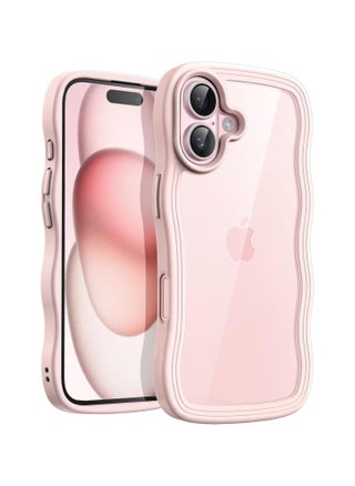 Wave case for iPhone 16 6.1 inch, cute wave frame curled shape shockproof phone case for women and girls, clear hard computer back - pzsku/ZF8F3BE532967659FE1FBZ/45/_/1725947140/af04f611-d806-4308-8803-0500e0a2f265