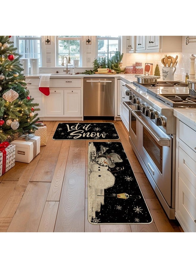 Artoid Mode Let It Snow Snowflake Snowman Light Christmas Decorative Kitchen Mats Set of 2, Home Party Low-Profile Kitchen Rugs - 17x29 and 17x47 Inch - Image 3