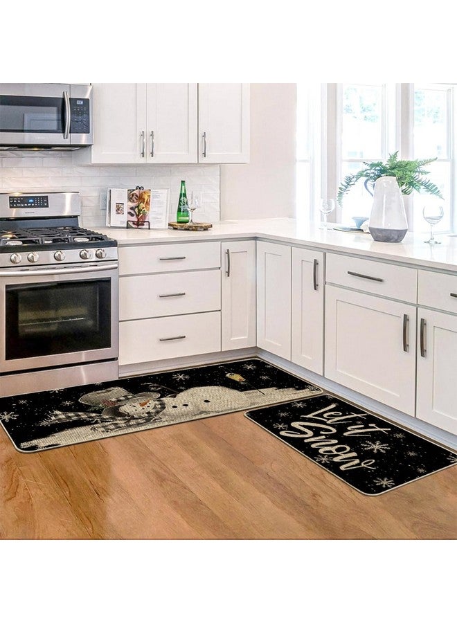 Artoid Mode Let It Snow Snowflake Snowman Light Christmas Decorative Kitchen Mats Set of 2, Home Party Low-Profile Kitchen Rugs - 17x29 and 17x47 Inch - Image 4