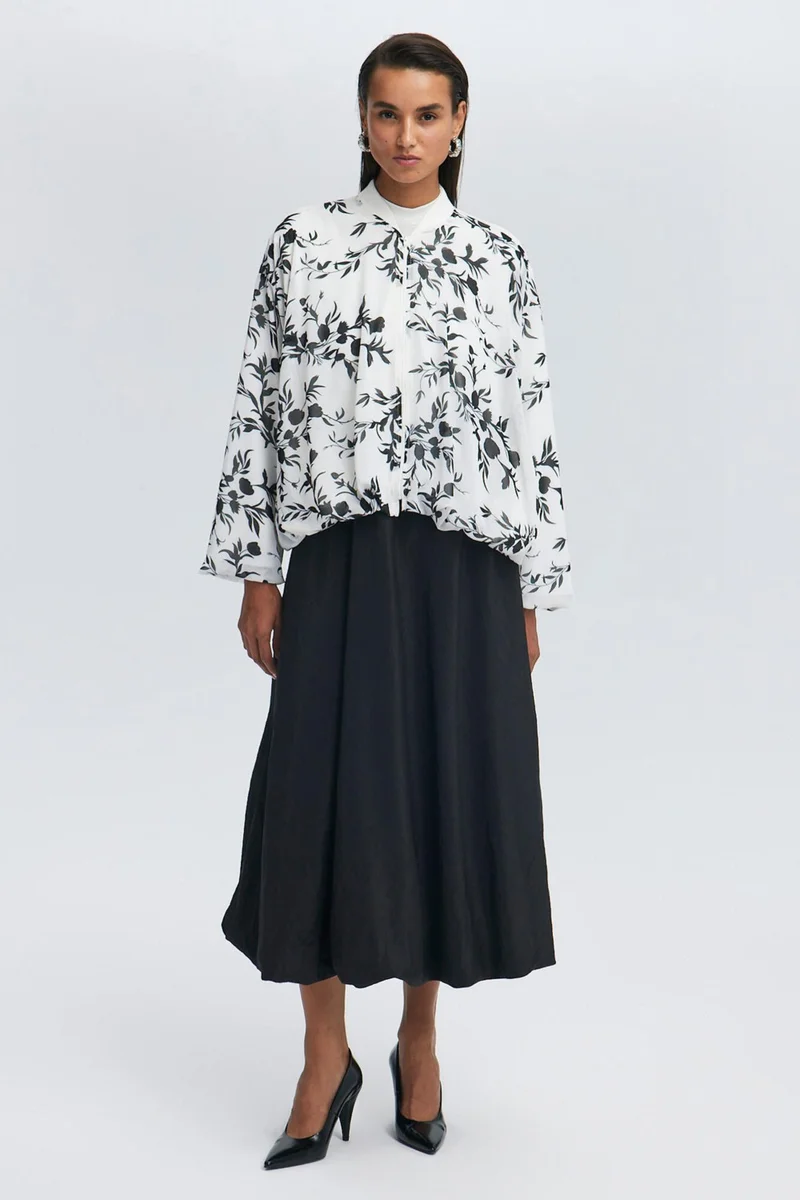 Touche Patterned Chiffon Bomber Jacket