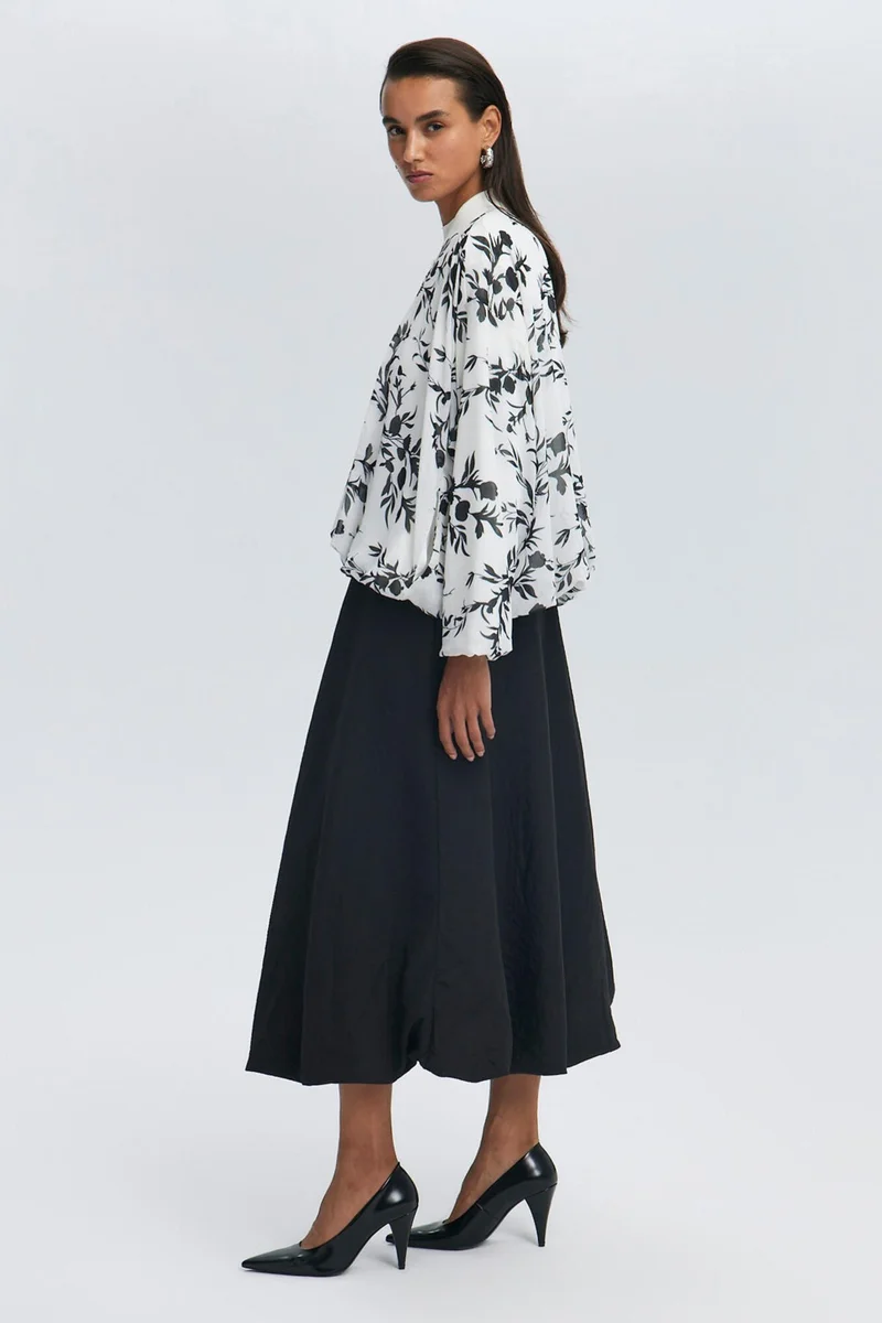 Touche Patterned Chiffon Bomber Jacket