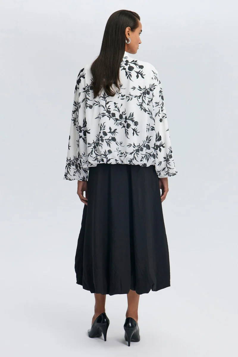 Touche Patterned Chiffon Bomber Jacket