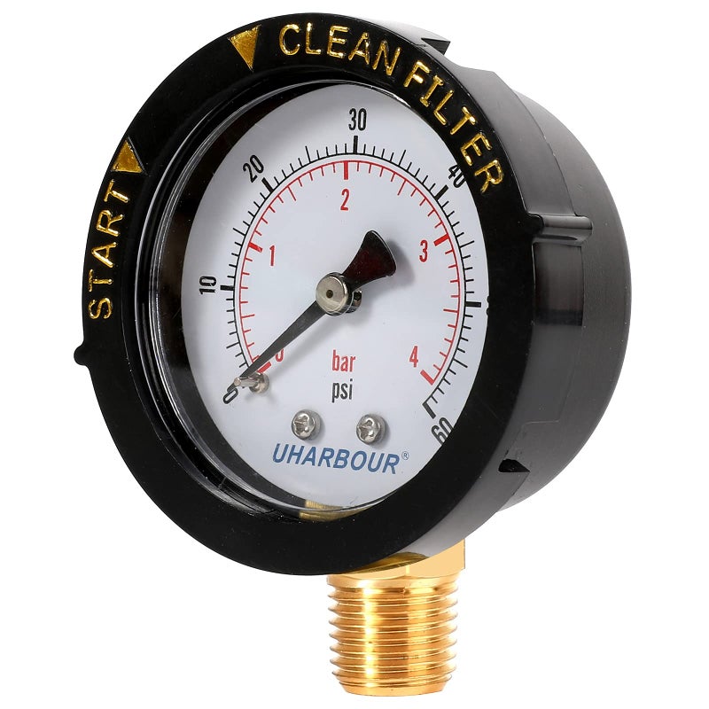 UHARBOUR Pool Fliter Pressure Gauge 60psi 1/4"NPT Bottom Mount, Pool Pressure Gauge, Pool Pump Pressure Gauge Replacement for Swimming Pool, Spa and Aquarium Valve Filter - Image 4