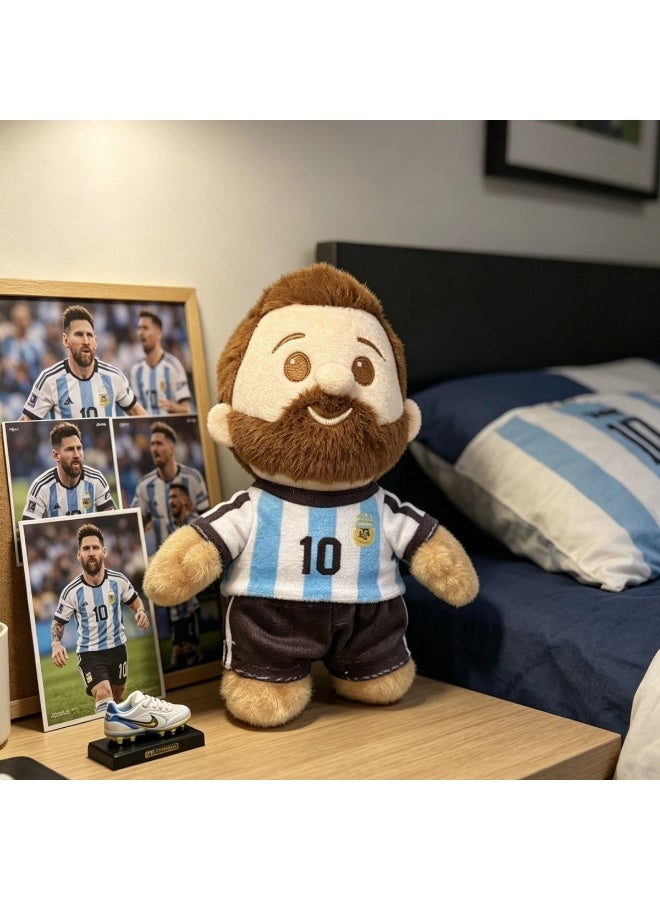 دمية ناعمة على شكل ميسي (18 سم)، دمية مشجع بالرقم 10 لمنتخب الأرجنتين - Image 3