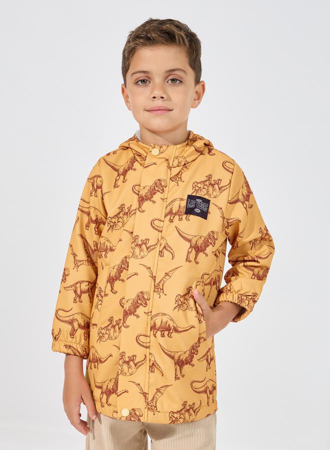 Styli Dinosaur Print Thermal Lined Hooded Jacket  - Image 1