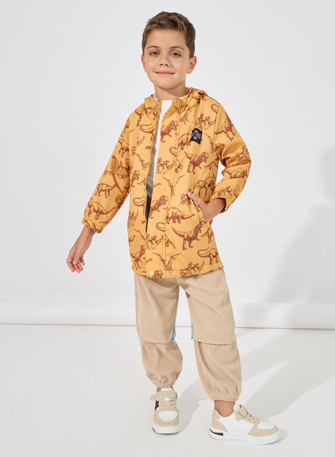 Styli Dinosaur Print Thermal Lined Hooded Jacket  - Image 2