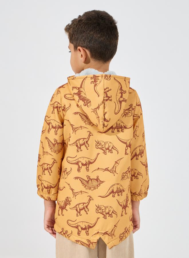 Styli Dinosaur Print Thermal Lined Hooded Jacket  - Image 4