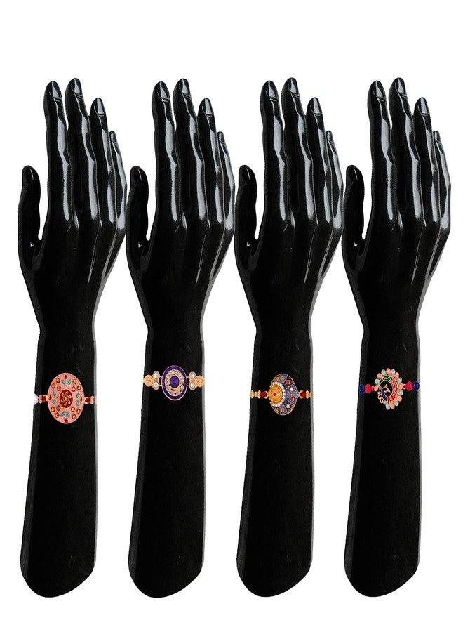 Mahi Combo of Meenakari Work Rakhi's with Multicolor Crystal and Artificial Pearl for Brother (RCO1105219M) For Men - Image 3