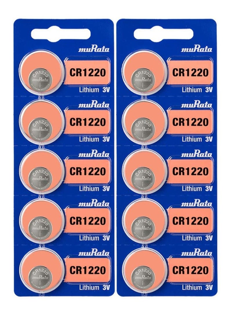 CR1220 Lithium 3V Coin Cell 10 Batteries Made in Japan