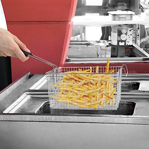Delizon Electric Fryer Basket for Frying Serving Food with Rubber Handle Grip 72 x 83 x 43 Heavy Duty Construction Suitable for fry chicken fish french fries 2 Pcs - Image 3