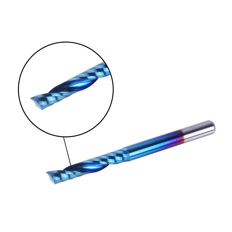 SainSmart أدوات قطع CNC SainSmart Genmitsu 10 قطع بطبقة نانو زرقاء مسطحة، شفت 1/8" لولبي صاعد مجموعة أدوات قطع فردية 1 شق (3.175 x 17 x 38 مم) - Image 5