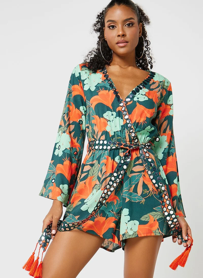 That’s My Gal Embellished  Floral Playsuit