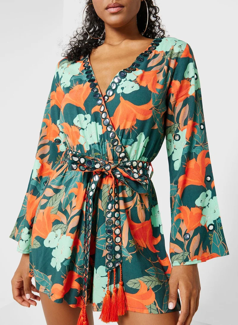 That’s My Gal Embellished  Floral Playsuit