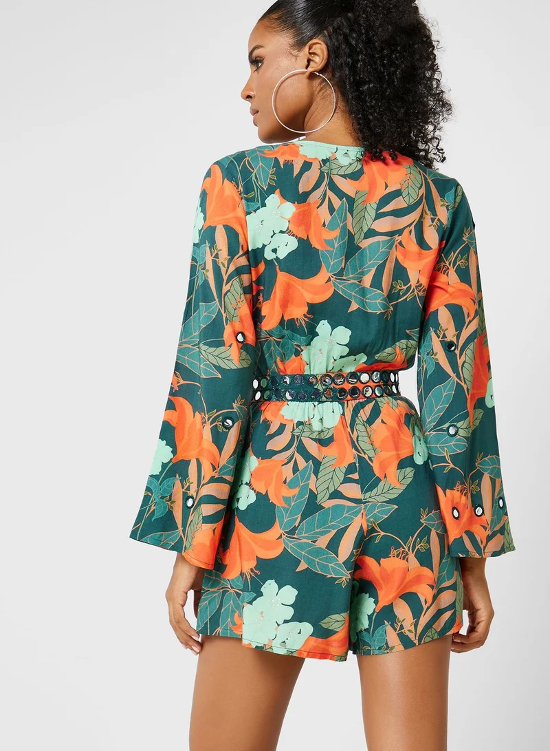 That’s My Gal Embellished  Floral Playsuit
