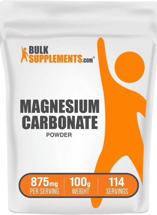 BulkSupplements .com Magnesium Carbonate Powder - Magnesium Carbonate Supplement, Magnesium Carbonate Food Grade - Gluten Free, 875mg per Serving, 100g (3.5 oz) (Pack of 1) - Image 1