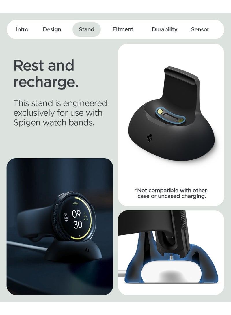 Spigen Liquid Air for Pixel Watch 4 (45mm) Case with Charger Stand Anti-Scratch Protective Soft TPU Cover (2025) - Matte Black - Image 4