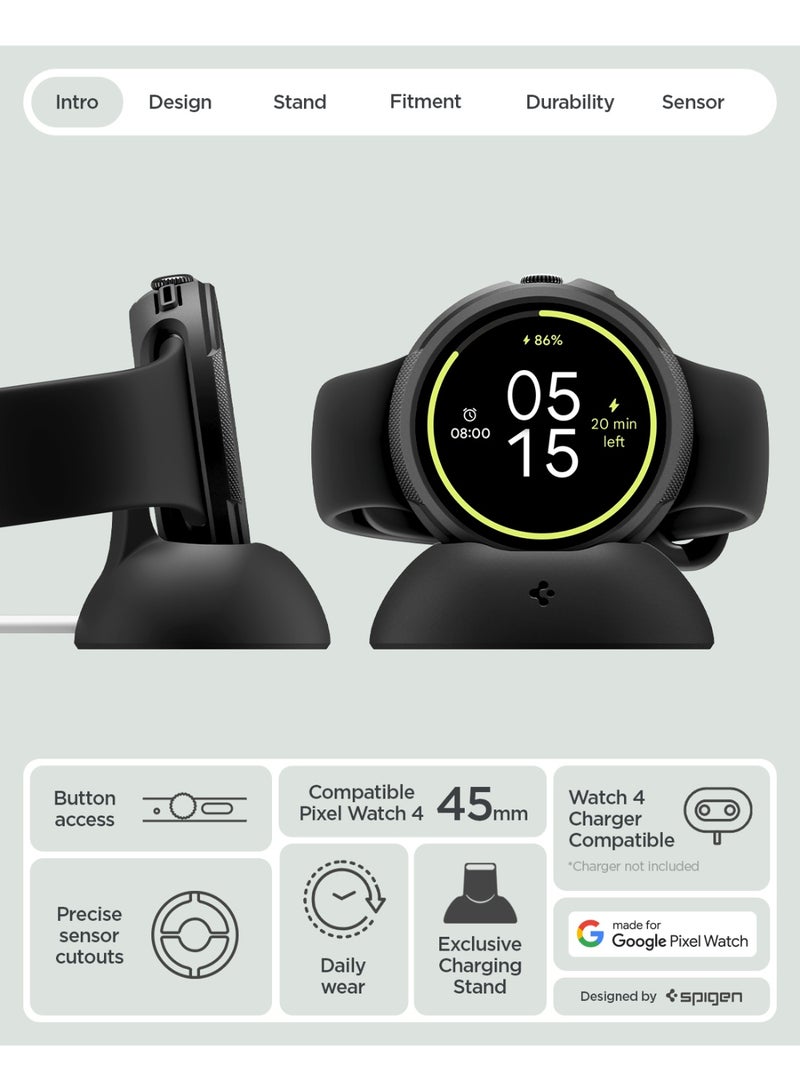 Spigen Liquid Air for Pixel Watch 4 (45mm) Case with Charger Stand Anti-Scratch Protective Soft TPU Cover (2025) - Matte Black - Image 2