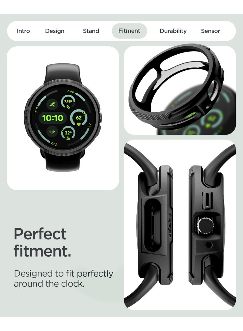 Spigen Liquid Air for Pixel Watch 4 (45mm) Case with Charger Stand Anti-Scratch Protective Soft TPU Cover (2025) - Matte Black - Image 5