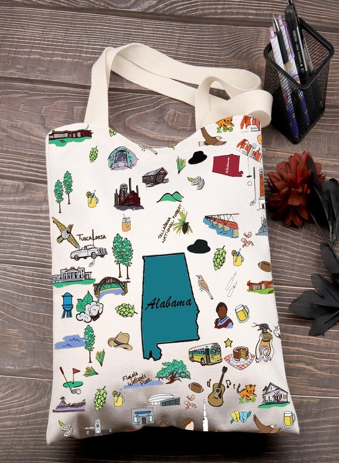 FEELMEM Alabama Travel Gift Alabama Vacation Canvas Tote Bag Alabama Trip Souvenir Shoulder Bag Alabama Merchandise - Image 2