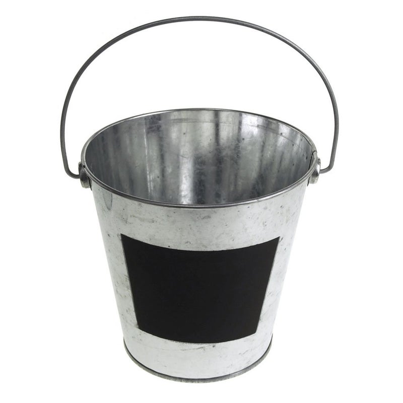 Homeford Galvanized Metal Bucket with Chalkboard Label Silver 512Inch