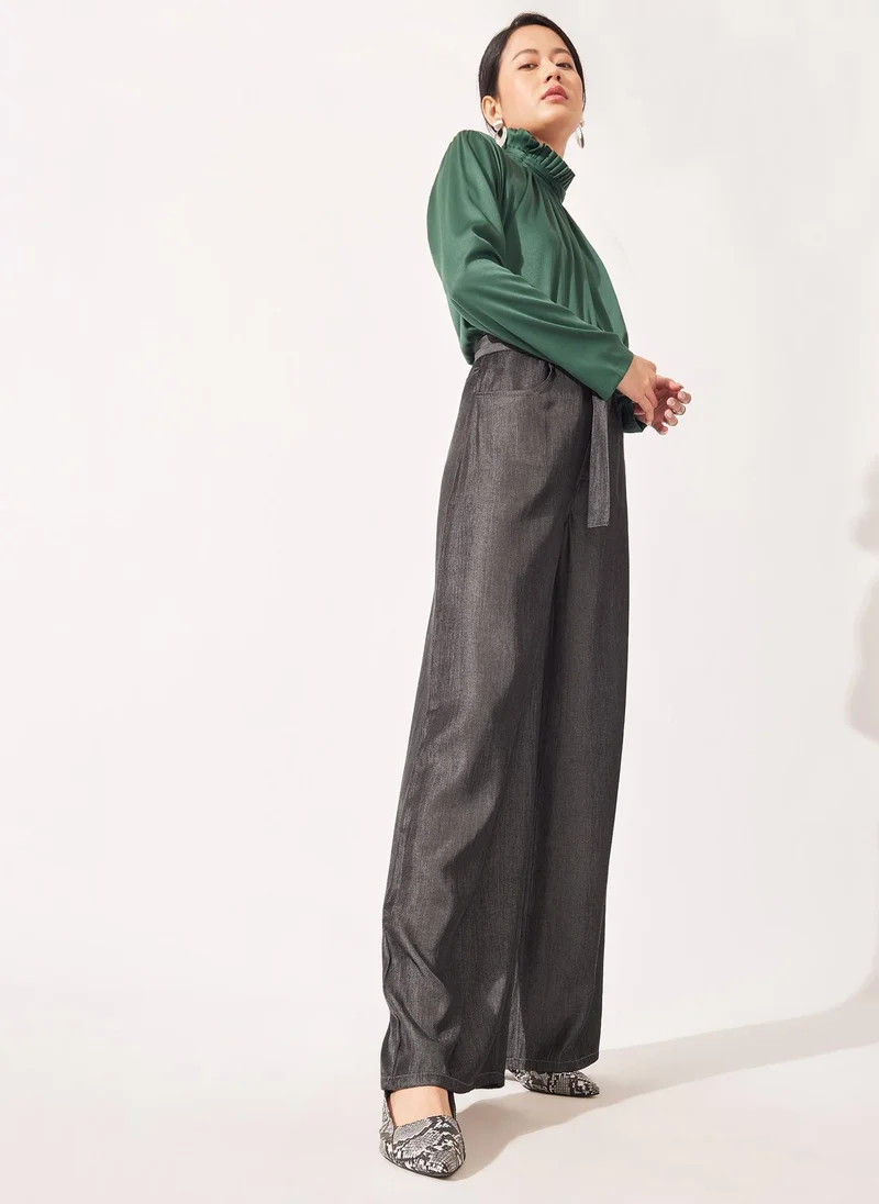 The Label Life Belted Wide-Leg Pants