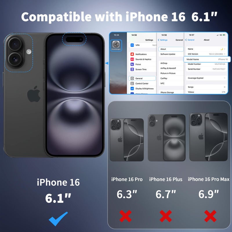 CACOE Magnetic Case for iPhone 16 6.1 inch, Compatible with MagSafe, Thin Slim Fit Anti-Fingerprint Shockproof Bumper TPU Protective Cover for Women Men Girls(Matte Black) - Image 2