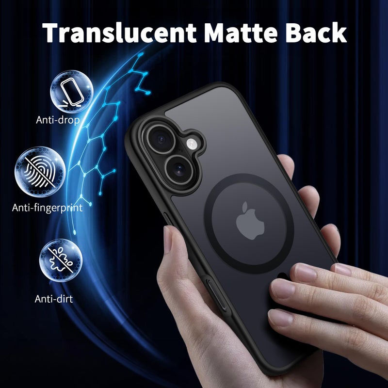 CACOE Magnetic Case for iPhone 16 6.1 inch, Compatible with MagSafe, Thin Slim Fit Anti-Fingerprint Shockproof Bumper TPU Protective Cover for Women Men Girls(Matte Black) - Image 5