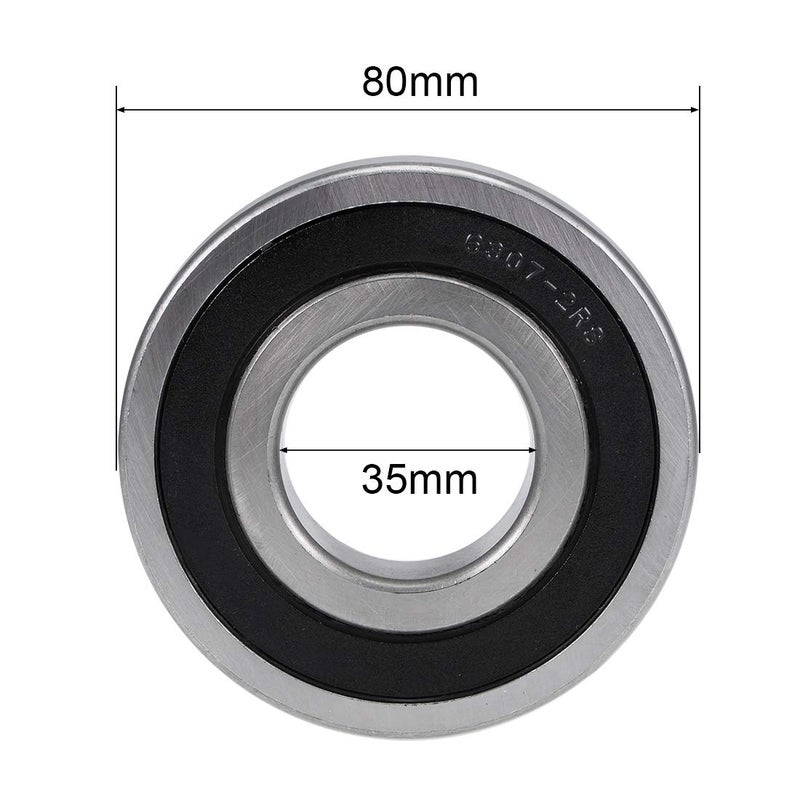 uxcell 6307-2RS Deep Groove Ball Bearings Z2 35x80x21mm Double Sealed Carbon Steel 2pcs - Image 4