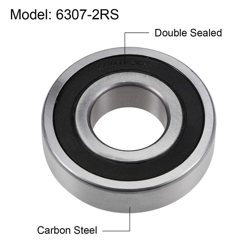 uxcell 6307-2RS Deep Groove Ball Bearings Z2 35x80x21mm Double Sealed Carbon Steel 2pcs - Image 2