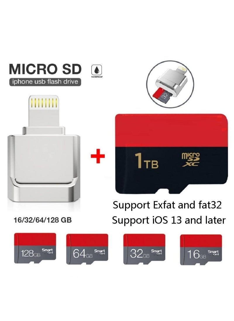 SYOSI - قارئ بطاقات Micro SD لهاتف iPhone iPad، محول قارئ بطاقات Micro SD، قراءة بطاقة الذاكرة لهاتف iPhone 14/13/12/Pro/11/X/XR/Max/8 - Image 1