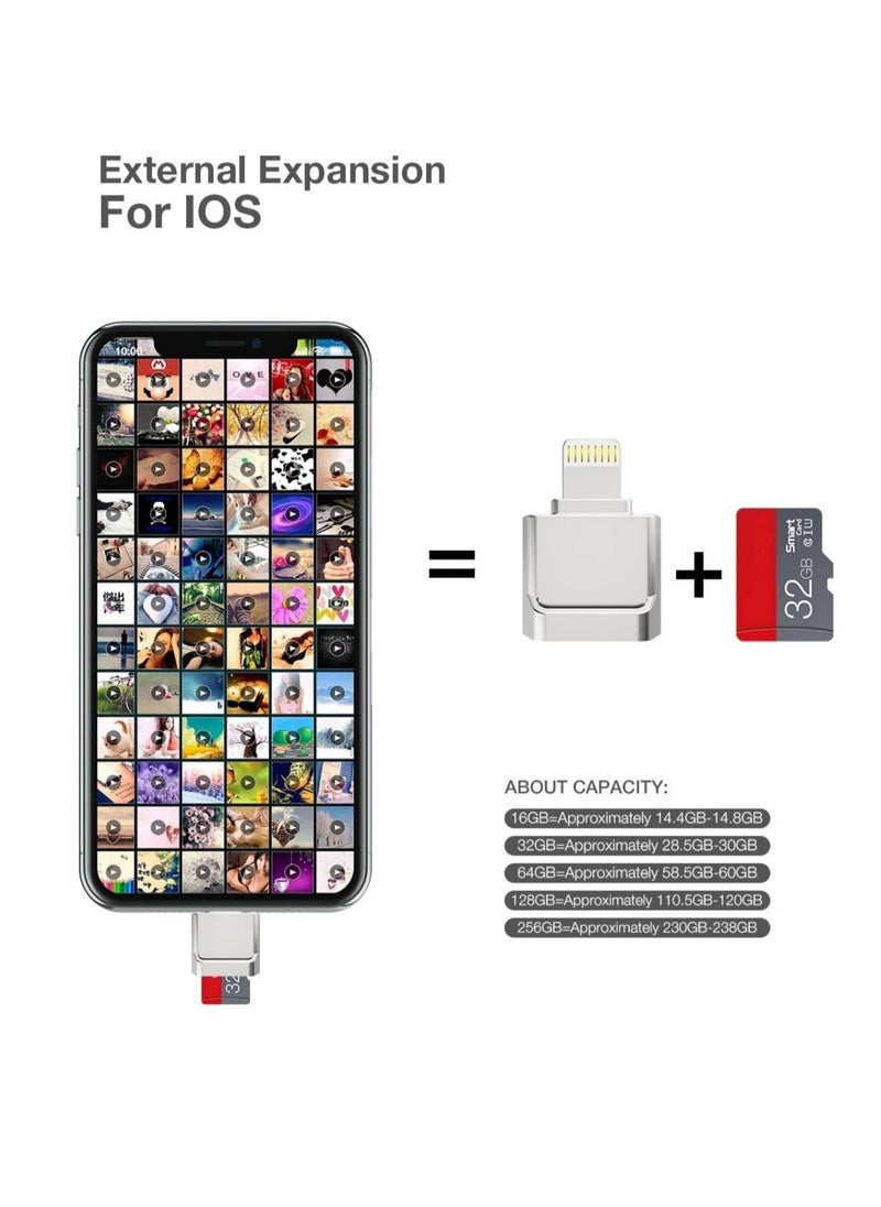 SYOSI - قارئ بطاقات Micro SD لهاتف iPhone iPad، محول قارئ بطاقات Micro SD، قراءة بطاقة الذاكرة لهاتف iPhone 14/13/12/Pro/11/X/XR/Max/8 - Image 1