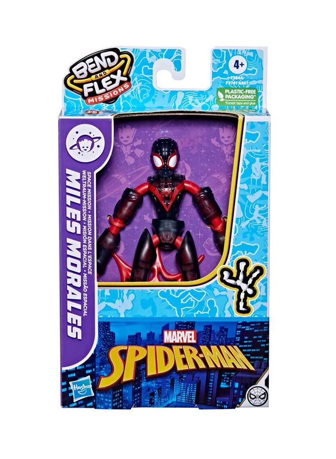 هاسبرو - جيمينج Marvel Bend And Flex Missions Miles Morales Space Mission Action Figure 6 Inch Scale Bendable Toy