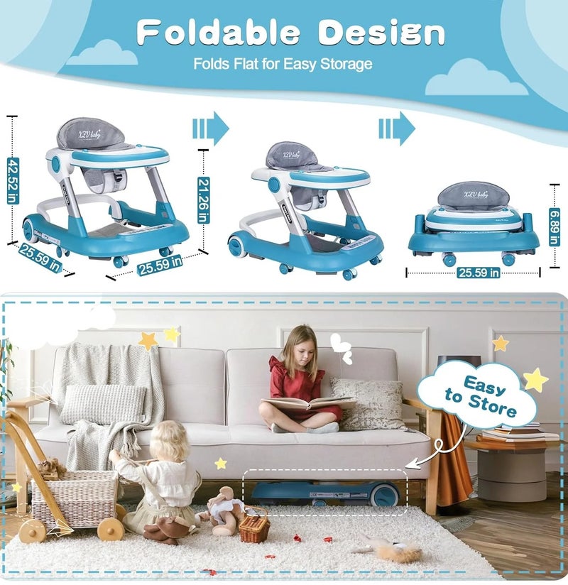 Happy Baby 5-in-1 Baby Walker with Wheels, 4 Height Adjustable Baby Walker and Activity Center for Boys and Girls, Baby Walkers for Children Aged 4-18 Months - Image 3