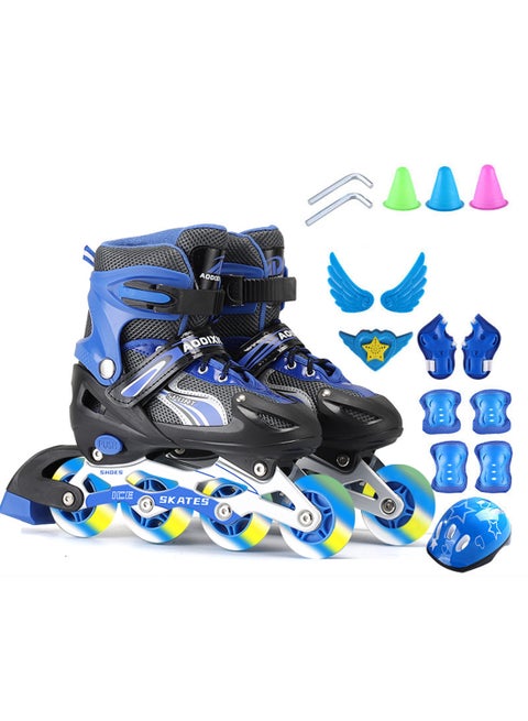 Kids Adjustable Inline skates Roller Skate Shoe Set, with Full Light Up Wheels Outdoor Fun 3 Size, for 3-7 Years Girls and Boys