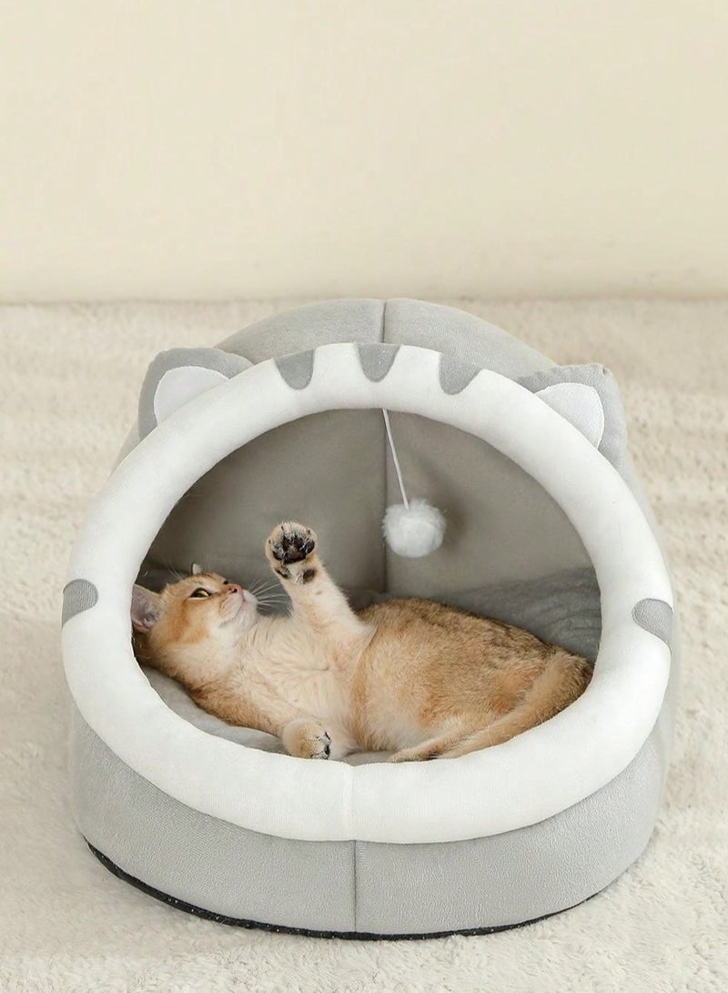 Cave-Shaped Cat Bed for Indoor Cats Machine-Washable Pet Bed for Medium Cats and Small Dogs Slip-Resistant and Waterproof Bottom Size 37 x 35 x 29 cm - Image 1