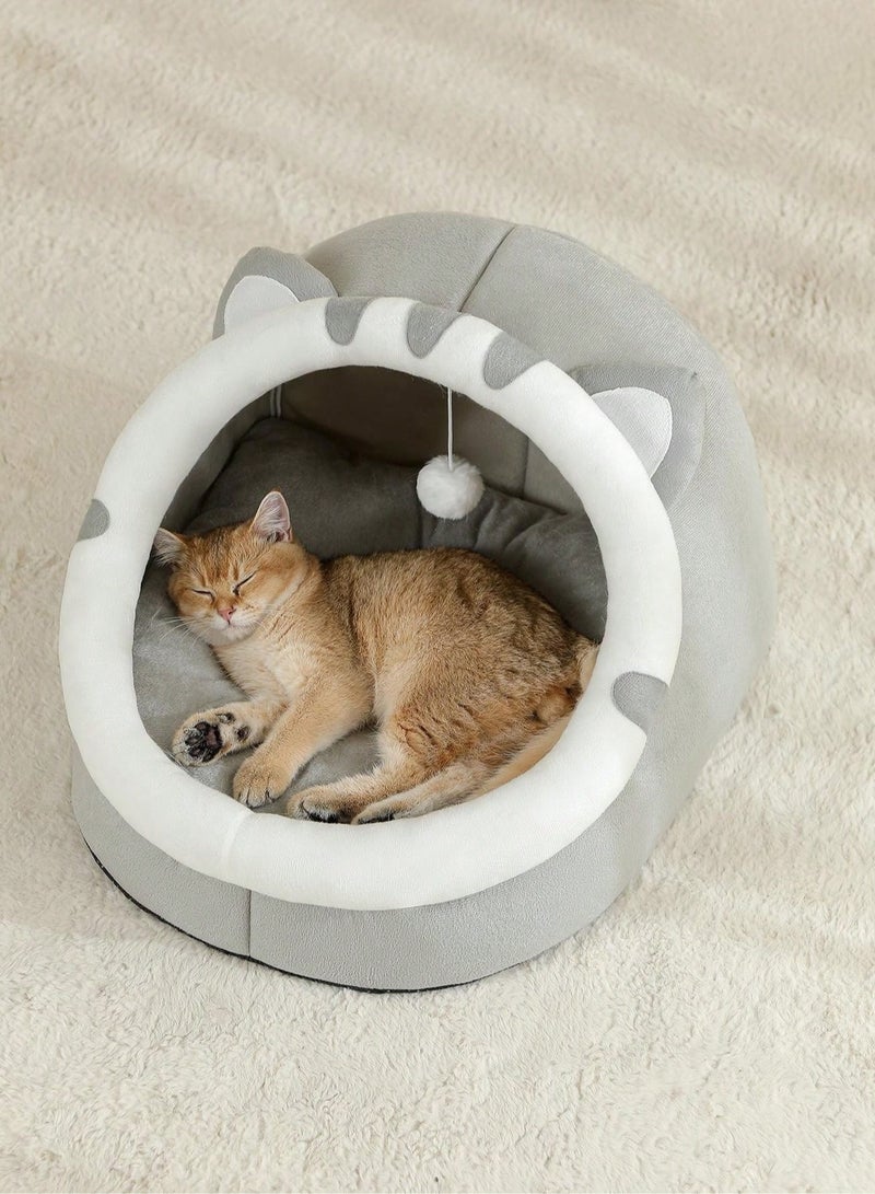 Cave-Shaped Cat Bed for Indoor Cats Machine-Washable Pet Bed for Medium Cats and Small Dogs Slip-Resistant and Waterproof Bottom Size 37 x 35 x 29 cm - Image 4
