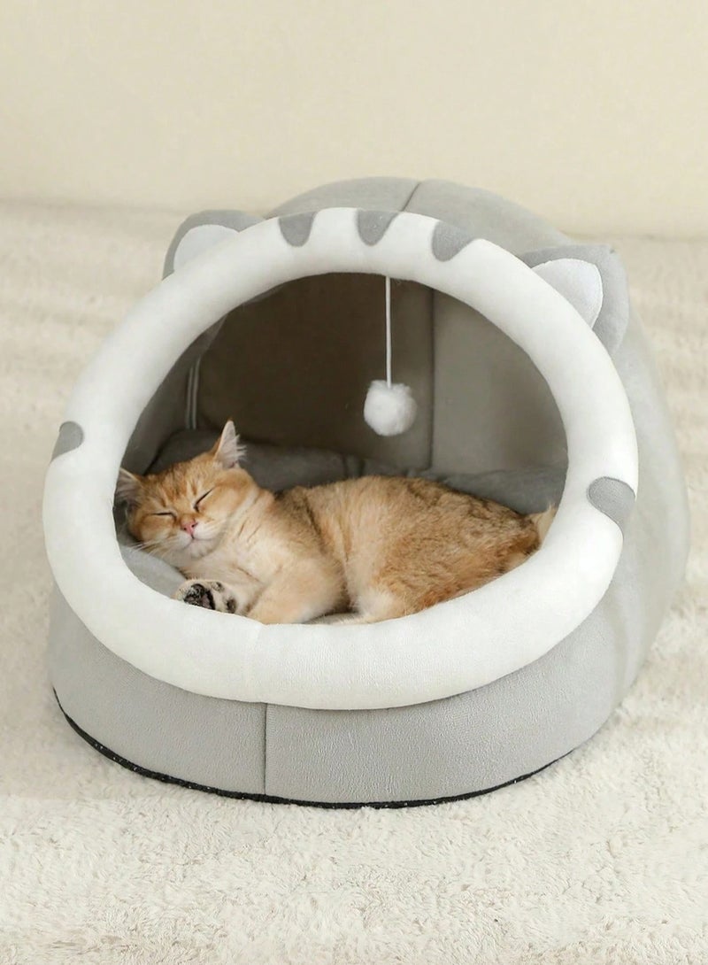 Cave-Shaped Cat Bed for Indoor Cats Machine-Washable Pet Bed for Medium Cats and Small Dogs Slip-Resistant and Waterproof Bottom Size 37 x 35 x 29 cm - Image 2