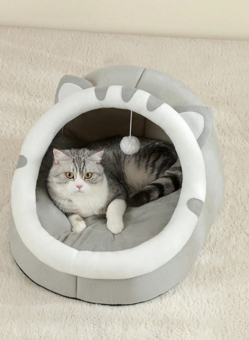 Cave-Shaped Cat Bed for Indoor Cats Machine-Washable Pet Bed for Medium Cats and Small Dogs Slip-Resistant and Waterproof Bottom Size 37 x 35 x 29 cm - Image 3