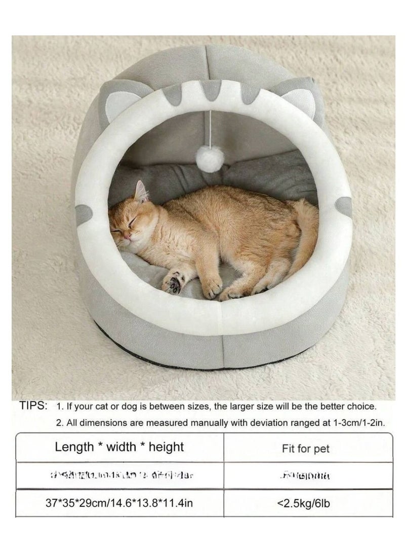 Cave-Shaped Cat Bed for Indoor Cats Machine-Washable Pet Bed for Medium Cats and Small Dogs Slip-Resistant and Waterproof Bottom Size 37 x 35 x 29 cm - Image 5