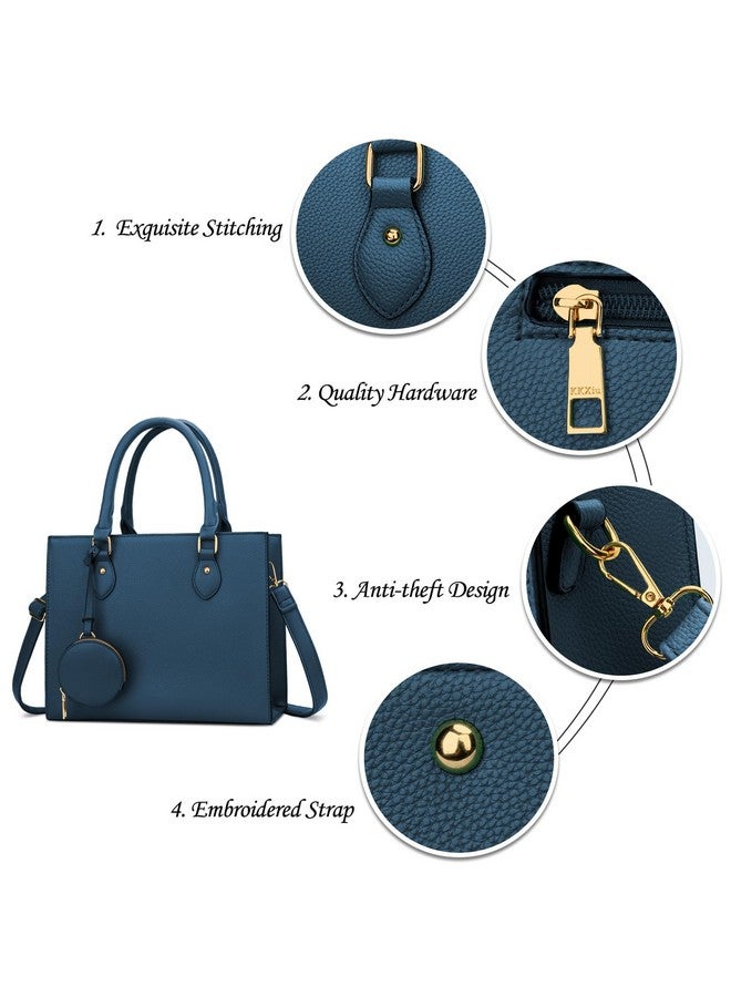 kkxiu KKXIU Triple Compartments Purses and Handbags for Women Fashion Ladies Satchel Shoulder Top Handle Bag - Navy  - Image 2