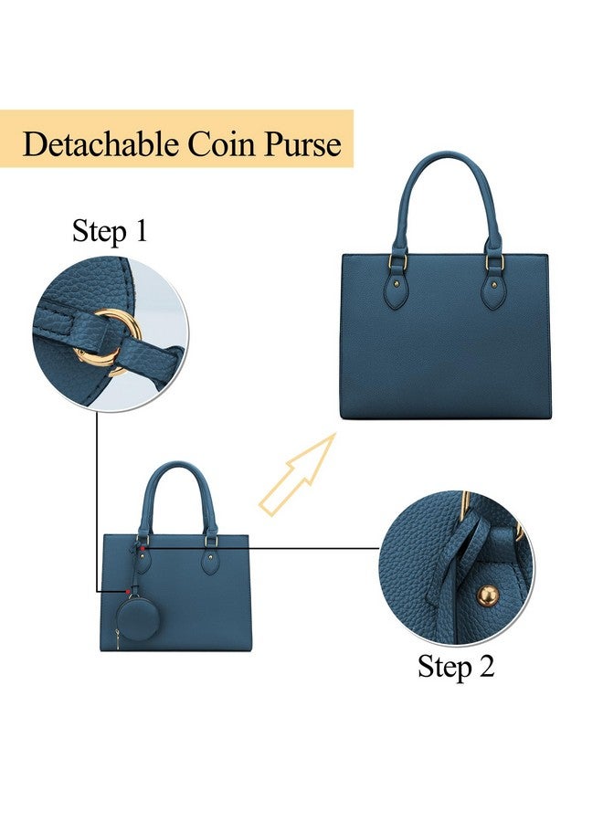 kkxiu KKXIU Triple Compartments Purses and Handbags for Women Fashion Ladies Satchel Shoulder Top Handle Bag - Navy  - Image 3
